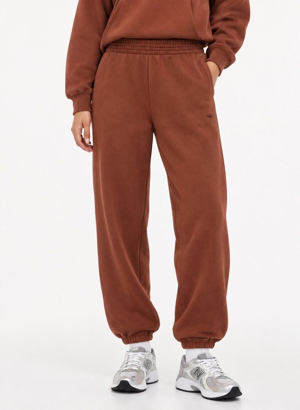 Aritzia TNA Cozy Fleece Perfect Sweatpants Brown Size Small